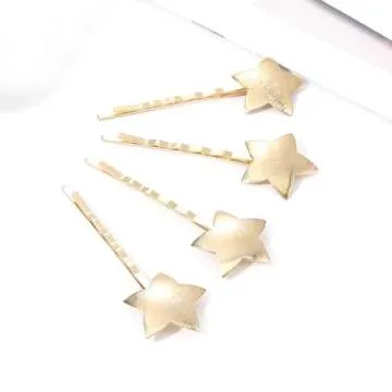 Bartosi Star Hair Clips Gold Star Hair Pins Bride Wedding Hairpins Bridal Hair Barrettes Hair Accessories for Women and Girls (Pack of 4)