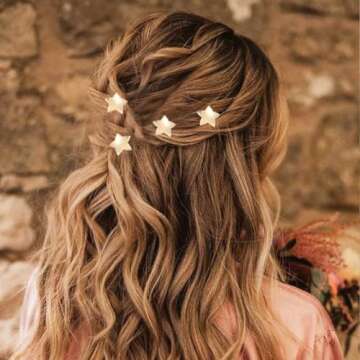 Bartosi Star Hair Clips Gold Star Hair Pins Bride Wedding Hairpins Bridal Hair Barrettes Hair Accessories for Women and Girls (Pack of 4)