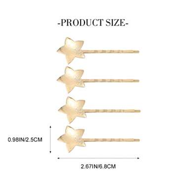 Bartosi Star Hair Clips Gold Star Hair Pins Bride Wedding Hairpins Bridal Hair Barrettes Hair Accessories for Women and Girls (Pack of 4)