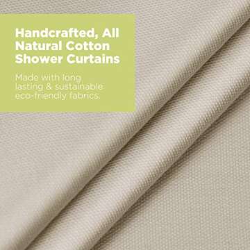 Bean Products Cotton Stall Shower Curtain (Natural), [36" x 74"] | All Natural Materials | Works wit...