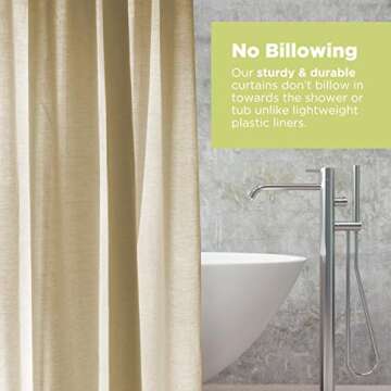 Bean Products Cotton Stall Shower Curtain (Natural), [36" x 74"] | All Natural Materials | Works with Tub, Bath and Stall Showers