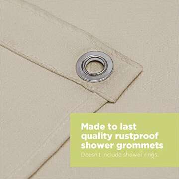 Bean Products Cotton Stall Shower Curtain (Natural), [36" x 74"] | All Natural Materials | Works with Tub, Bath and Stall Showers