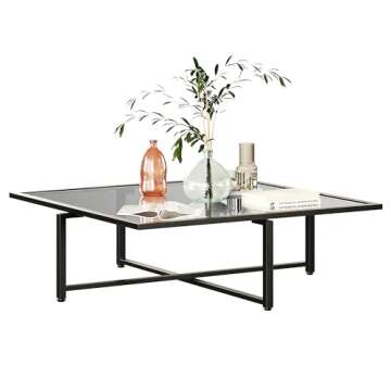 ODIKA Small Space Square Glass Coffee Table - Square Coffee Table for Living Room, 36" Modern Coffee Table, Living Room Tables with Glass Top, Simple Center Table