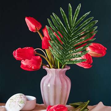 Hicarer Palm Leaves Fake Tropical Leaf Artificial Leaves Decoration Fake Monstera Tropical Leaves (30 Pieces, Color Set 1)