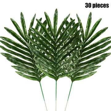 Hicarer Palm Leaves Fake Tropical Leaf Artificial Leaves Decoration Fake Monstera Tropical Leaves (30 Pieces, Color Set 1)