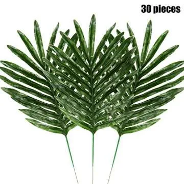 Hicarer Palm Leaves Fake Tropical Leaf Artificial Leaves Decoration Fake Monstera Tropical Leaves (30 Pieces, Color Set 1)