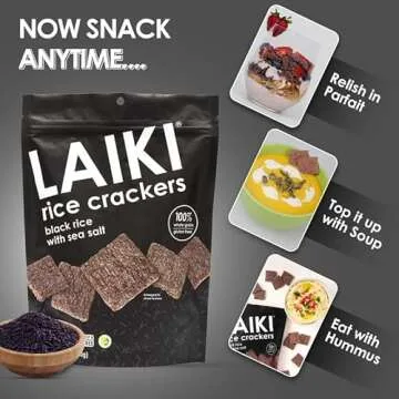 Gluten Free Rice Crackers - Seed-Oil Free - Snacks - Low Sodium Crackers Crunch - Allergen-Friendly , Vegan, Non-GMO Verified, FODMAP Friendly, Black Rice Simply Sea Salt flavor - 3.53 Oz Bag (Pack of 8)