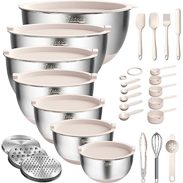Wildone Stainless Steel Mixing Bowls Set with Airtight Lids