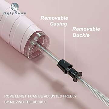 UglySwan Cordless Jump Rope for Women, 9.85ft Adjustable Jump Rope for Fitness, Tangle Free Skipping Rope for Women Exercise, Pink