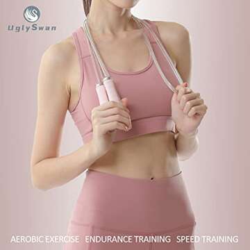 UglySwan Cordless Jump Rope for Women, 9.85ft Adjustable Jump Rope for Fitness, Tangle Free Skipping Rope for Women Exercise, Pink