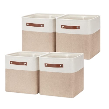 HNZIGE Foldable Storage Cubes Baskets for Organizing Set of 4, Fabric Cube Storage Bins 11 x11, Coll...