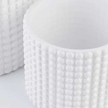 POTEY White Planter Pots for Plants Indoor - 6.1 Inch Ceramic Vintage-Style Hobnail Textured Flower Pot with Drainage Hole for Modern Home Decor 055102, Plants NOT Included
