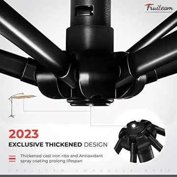 FRUITEAM 10FT Patio Offset Umbrella Cantilever Umbrella, Large Hanging Market Umbrella with Crank & Cross Bar, Waterproof UV Protection Outdoor Umbrella with Ventilation for Backyard, Garden