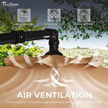 FRUITEAM 10FT Patio Offset Umbrella Cantilever Umbrella, Large Hanging Market Umbrella with Crank & Cross Bar, Waterproof UV Protection Outdoor Umbrella with Ventilation for Backyard, Garden