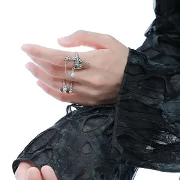 QXFQJT Y2k Moonstone Rings Rhinestone Star Irregular Agate Grunge Rings Set for Women (Style 2)