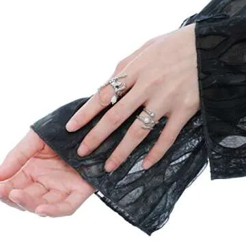 QXFQJT Y2k Moonstone Rings Rhinestone Star Irregular Agate Grunge Rings Set for Women (Style 2)