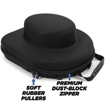 CASEMATIX Hat Case for Fedora, Panama, Bowler Hats and More - Hard Shell Hat Travel Case with Carry Strap, Luggage Strap and ID Card Slot, Hat Carrier for Hats With Up To 3" Brim