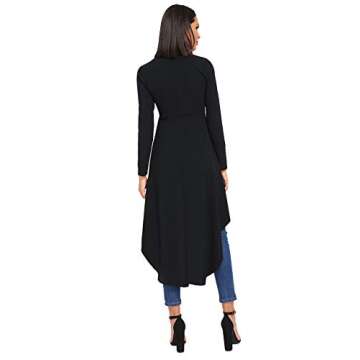 Floerns Women's Double Button Long Sleeve Round Neck Asymmetrical Blouse Tops