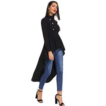 Floerns Women's Stylish Asymmetrical Blouse with Buttons