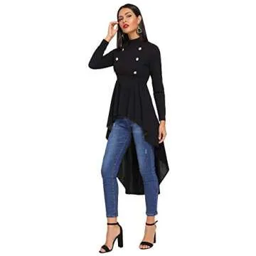 Floerns Women's Stylish Asymmetrical Blouse with Buttons