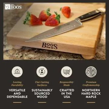 John Boos Square Cutting Board 12inch Maple with Feet