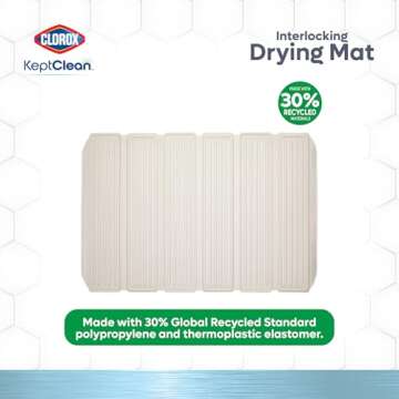 Clorox KeptClean Interlocking Non-Slip Dish Drying Mat – Flexible, Foldable, Durable, Quick-Dry Mat, Interlocking Panels for Various Drying Elevations, Folds Compact for Storage - Almond Cream