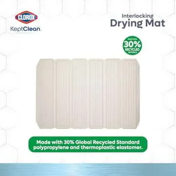 Clorox KeptClean Interlocking Non-Slip Dish Drying Mat – Flexible, Foldable, Durable, Quick-Dry Mat, Interlocking Panels for Various Drying Elevations, Folds Compact for Storage - Almond Cream