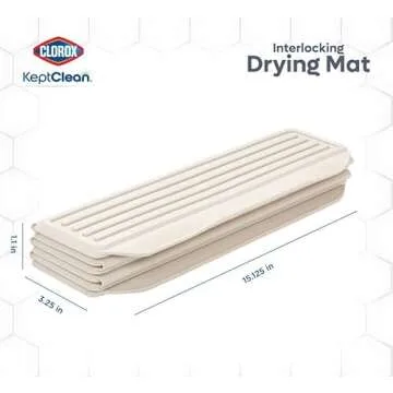 Clorox KeptClean Interlocking Non-Slip Dish Drying Mat – Flexible, Foldable, Durable, Quick-Dry Mat, Interlocking Panels for Various Drying Elevations, Folds Compact for Storage - Almond Cream