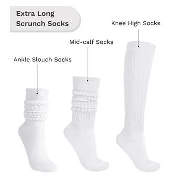 JOCMIC Slouch Socks for Woman 3 Pairs Women Scrunch Socks Extra Long Knee High Slouchy Socks Size 6-11 Black+White+Grey