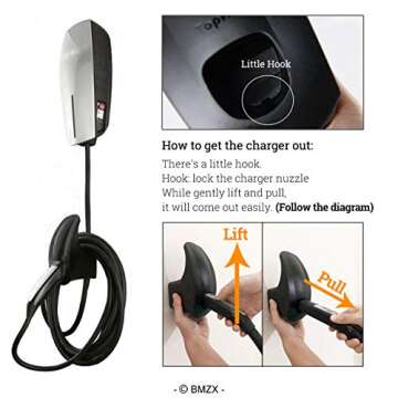 BMZX Charging Cable Organizer, for Tesla Motors Wall Mount Connector Cable Organizer Bracket Charger Holder Adapter for Model 3/Y/S/X