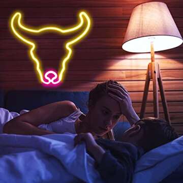ENSHUI Cow Neon Sign for Home Decor USB/Battery LED
