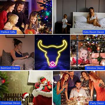 ENSHUI Cow Neon Sign for Home Decor USB/Battery LED