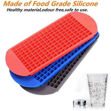 YD YD XINHUA 160 Grids Ice Cube Trays Mini Tiny Silicone Ice Cube Trays and Candy Grids Small Ice Maker Tiny Ice Cube Trays Chocolate Mold Mould Maker Molds for Kitchen Bar Party Drinks (3-Pack)