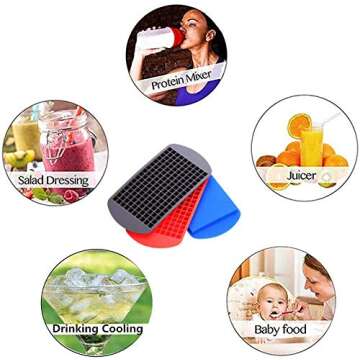 YD YD XINHUA 160 Grids Ice Cube Trays Mini Tiny Silicone Ice Cube Trays and Candy Grids Small Ice Maker Tiny Ice Cube Trays Chocolate Mold Mould Maker Molds for Kitchen Bar Party Drinks (3-Pack)