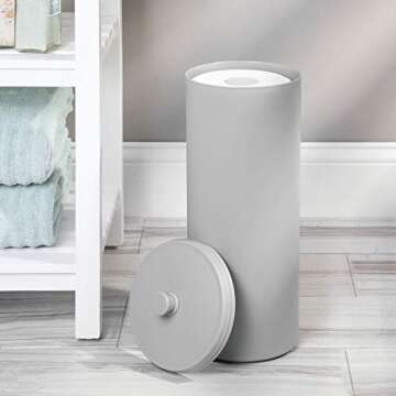 mDesign Free Standing Toilet Roll Holder - Plastic Toilet Roll Holder Stand for The Bathroom - Toile...
