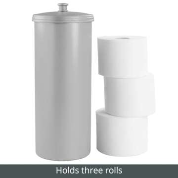 mDesign Free Standing Toilet Roll Holder - Plastic Toilet Roll Holder Stand for The Bathroom - Toilet Roll Storage, Elegantly Solved with Space for 3 Rolls - Grey