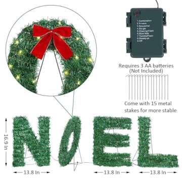 ATDAWN 4 Pcs Noel Sign Christmas Decoration, Lighted Noel Yard Display Set, Noel Nativity Set, Noel ...