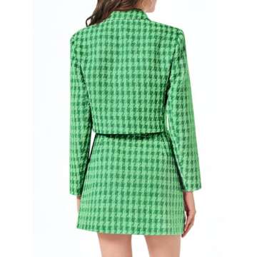 Cicy Bell Stylish Cropped Tweed Blazer & Skirt Set