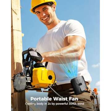 JUANANIUG Portable Waist Fan - Hands-Free Summer Essential for Workers and Outdoor Enthusiasts