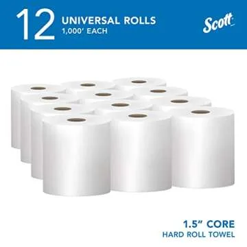 Scott® Essential Universal High-Capacity Hard Roll Paper Towels, Bulk (01000), 1.5" Core, with Abso...