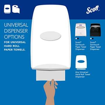 Scott® Essential Universal High-Capacity Hard Roll Paper Towels, Bulk (01000), 1.5" Core, with Absorbency Pockets, White (1,000'/Roll, 12 Rolls/Case, 12,000'/Case)