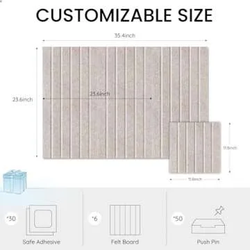 Large Cork Bulletin Board Alternative 36"x24", 6 Pack Felt CorkBoard Tiles for Office Wall with 50 Pushpins, Wall-Friendly Pin Board for Office Home School, Decorative & Noise Reduction, Beige