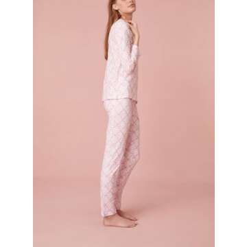 Yiulangde Women Monkey Pajamas Preppy Pjs Cute 2 Piece Floral Pj Pants Set Y2k Button up Long Sleeve Lounge Pajamas Shirt Set