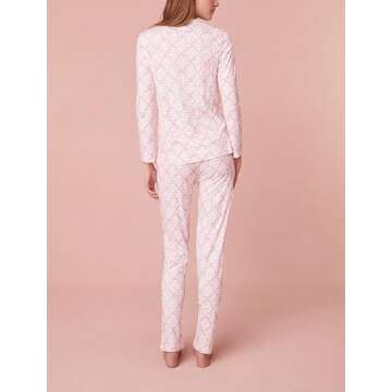 Yiulangde Women Monkey Pajamas Preppy Pjs Cute 2 Piece Floral Pj Pants Set Y2k Button up Long Sleeve Lounge Pajamas Shirt Set