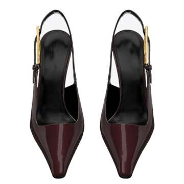 YIYA Cherry Red Buckle Slingback Heels for Women Closed Pointed Toe Slip On Stiletto Kitten High Heel Pumps Dress Backless Mules Sandals