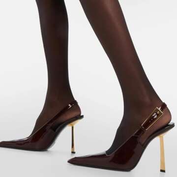 YIYA Cherry Red Buckle Slingback Heels for Women Closed Pointed Toe Slip On Stiletto Kitten High Heel Pumps Dress Backless Mules Sandals