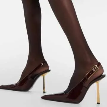 YIYA Cherry Red Buckle Slingback Heels for Women Closed Pointed Toe Slip On Stiletto Kitten High Heel Pumps Dress Backless Mules Sandals