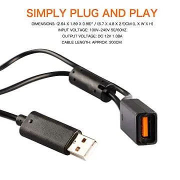 Kinect Adapter for Xbox 360: USB to AC Power Supply with Charging Cable
