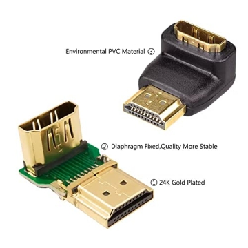 VCE HDMI Right Angle Adapter 2-Pack for Tight Spaces