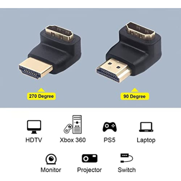 VCE HDMI Right Angle Adapter 2-Pack for Tight Spaces